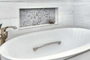 Elegant modern bathroom with freestanding tub