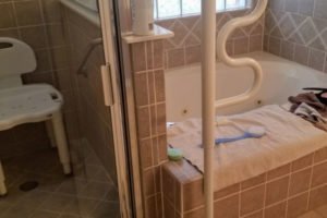 Accessible bathroom with safety grab bars